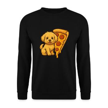 Maltipoo & Pizza – Funny Food Dog - Unisex Sweatshirt - black - Front - Alina (178cm) & Michal (187cm)