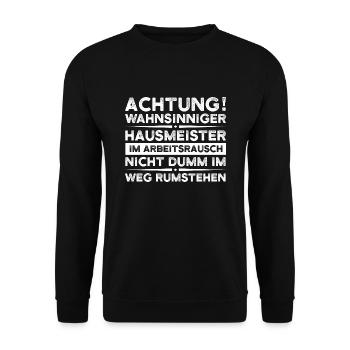 Hausmeister Job Hausverwaltung Geschenk - Unisex Pullover - Schwarz - Vorne - Alina (178cm) & Michal (187cm)
