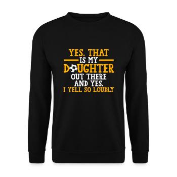 Soccer Mom Tochter Soccer Mom Sport Geschenk - Unisex Pullover - Schwarz - Vorne - Alina (178cm) & Michal (187cm)