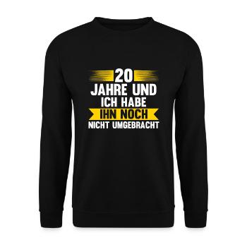 20 Jahre Ehe Ehefrau Porzellan Hochzeit Geschenk - Unisex Pullover - Schwarz - Vorne - Alina (178cm) & Michal (187cm)