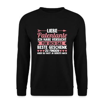 Patentante Familie Patentanten Geschenk - Unisex Pullover - Schwarz - Vorne - Alina (178cm) & Michal (187cm)