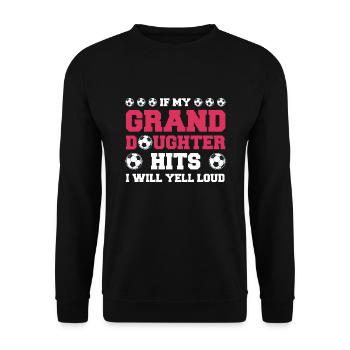 Fußball Oma Enkelin Fußball Oma Sport Geschenk - Unisex Pullover - Schwarz - Vorne - Alina (178cm) & Michal (187cm)