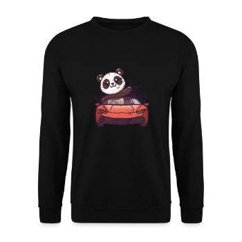 Autorennen Nette Kawaii Rennwagen Lustiger Panda Liebhaber - Unisex Pullover - Schwarz - Vorne - Alina (178cm) & Michal (187cm)