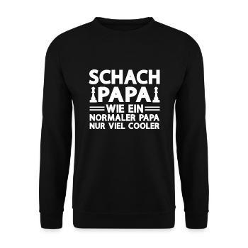 Schach Papa Schachspieler Geschenk - Unisex Pullover - Schwarz - Vorne - Alina (178cm) & Michal (187cm)