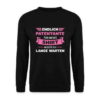 Patentante Familie Taufpatin Geschenk - Unisex Pullover - Schwarz - Vorne - Alina (178cm) & Michal (187cm)