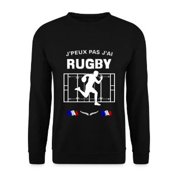 j'peux pas j'ai rugby Idée cadeau Rugby - Sweat-shirt Unisexe - noir - Devant - Alina (178cm) & Michal (187cm)