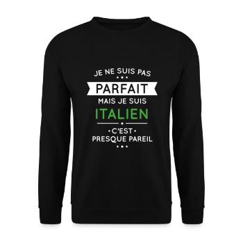 Je ne suis pas parfait mais je suis Italien - Sweat-shirt Unisexe - noir - Devant - Alina (178cm) & Michal (187cm)