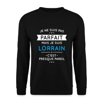 Je ne suis pas parfait mais je suis Lorrain - Sweat-shirt Unisexe - noir - Devant - Alina (178cm) & Michal (187cm)