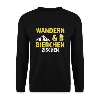 Wandern Bier Wanderer Geschenk - Unisex Pullover - Schwarz - Vorne - Alina (178cm) & Michal (187cm)
