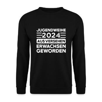 Jugendweihe 2024 Jugend Jugendliche Geschenk - Unisex Pullover - Schwarz - Vorne - Alina (178cm) & Michal (187cm)