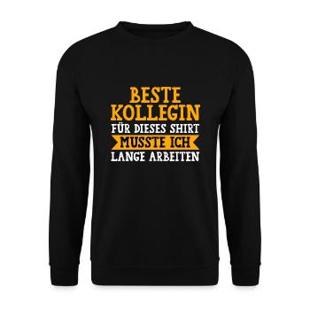 Job Abschied Jobwechsel Kollegin Geschenk - Unisex Pullover - Schwarz - Vorne - Alina (178cm) & Michal (187cm)