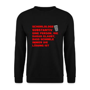 Schorle Pfälzer Dubbeglas Geschenk - Unisex Pullover - Schwarz - Vorne - Alina (178cm) & Michal (187cm)