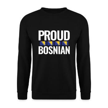 Proud Bosnian Bosnia Balkans Bosnian Flag - Unisex Sweatshirt - black - Front - Alina (178cm) & Michal (187cm)