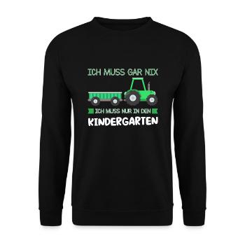 Kindergarten Traktor Kita-Kind Geschenk - Unisex Pullover - Schwarz - Vorne - Alina (178cm) & Michal (187cm)