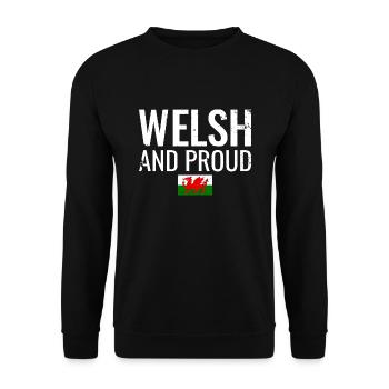 Welsh And Proud Wales Walisische Flagge Waliser - Unisex Pullover - Schwarz - Vorne - Alina (178cm) & Michal (187cm)