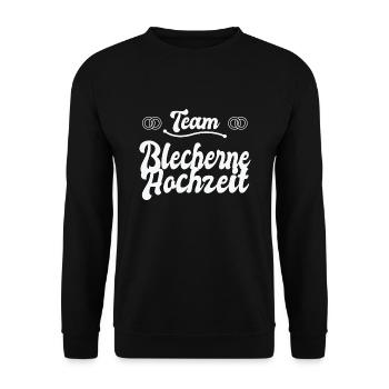 8. Hochzeitstag Ehe 8 Jahre Ehe Geschenk - Unisex Pullover - Schwarz - Vorne - Alina (178cm) & Michal (187cm)