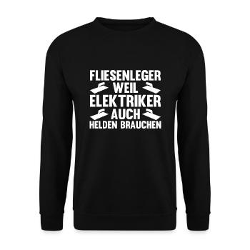 Fliesenleger Beruf Plattenleger Geschenk - Unisex Pullover - Schwarz - Vorne - Alina (178cm) & Michal (187cm)