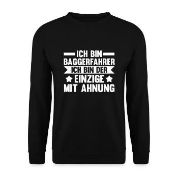 Baggerfahrer Job Bagger Geschenk - Unisex Pullover - Schwarz - Vorne - Alina (178cm) & Michal (187cm)