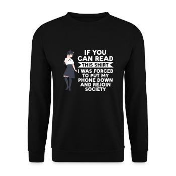 Anime merch Anime Anime Merchandise Geschenk - Unisex Pullover - Schwarz - Vorne - Alina (178cm) & Michal (187cm)
