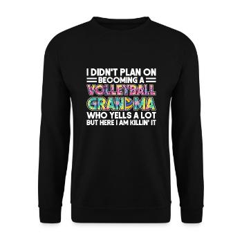 Volleyball-Oma Volleyball-Großmutter Geschenk - Unisex Pullover - Schwarz - Vorne - Alina (178cm) & Michal (187cm)