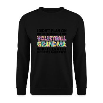 Volleyball-Oma Volleyball-Großmutter Geschenk - Unisex Pullover - Schwarz - Vorne - Alina (178cm) & Michal (187cm)