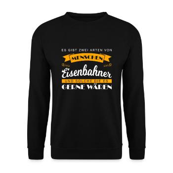 Eisenbahner Beruf Lokführer Geschenk - Unisex Pullover - Schwarz - Vorne - Alina (178cm) & Michal (187cm)