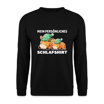 Schlafshirt Giraffe Schlafanzug Geschenk - Unisex Pullover - Schwarz - Vorne - Alina (178cm) & Michal (187cm)