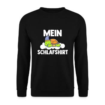 Schlafshirt Schildkröte Schlafanzug Geschenk - Unisex Pullover - Schwarz - Vorne - Alina (178cm) & Michal (187cm)