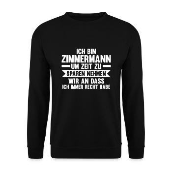 Zimmermann Beruf Zimmerermeister Geschenk - Unisex Pullover - Schwarz - Vorne - Alina (178cm) & Michal (187cm)
