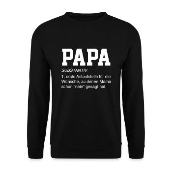 Papa Familie Väter Geschenk - Unisex Pullover - Schwarz - Vorne - Alina (178cm) & Michal (187cm)