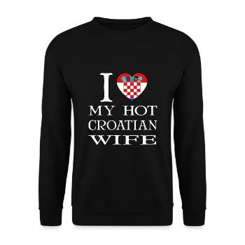 I love my Croatian wife gift Croatia - Unisex Sweatshirt - black - Front - Alina (178cm) & Michal (187cm)