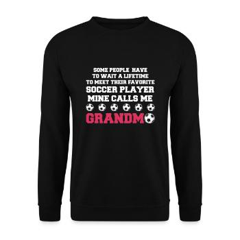 Fußball Oma Enkelin Fußball Oma Sport Geschenk - Unisex Pullover - Schwarz - Vorne - Alina (178cm) & Michal (187cm)