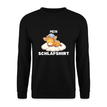 Schlafshirt Giraffe Schlafanzug Geschenk - Unisex Pullover - Schwarz - Vorne - Alina (178cm) & Michal (187cm)