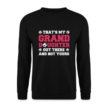 Fußball Oma Enkelin Fußball Oma Sport Geschenk - Unisex Pullover - Schwarz - Vorne - Alina (178cm) & Michal (187cm)