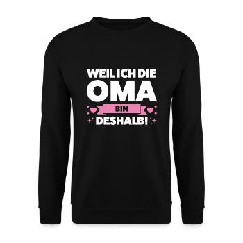 Oma Großmutter Omi Geschenk - Unisex Pullover - Schwarz - Vorne - Alina (178cm) & Michal (187cm)