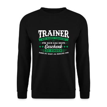 Trainer Sport Sportler Geschenk - Unisex Pullover - Schwarz - Vorne - Alina (178cm) & Michal (187cm)