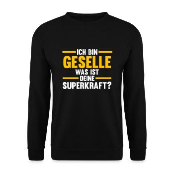 Geselle Handwerk Gesellenbrief Geschenk - Unisex Pullover - Schwarz - Vorne - Alina (178cm) & Michal (187cm)