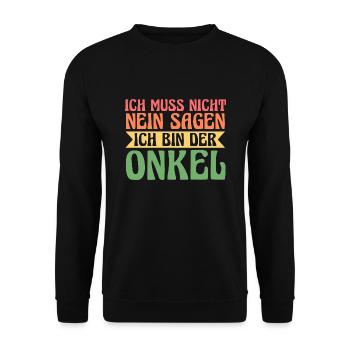 Onkel Familie Onkels Geschenk - Unisex Pullover - Schwarz - Vorne - Alina (178cm) & Michal (187cm)