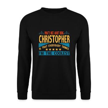 Vorname Christopher Name Christopher Geschenk - Unisex Pullover - Schwarz - Vorne - Alina (178cm) & Michal (187cm)