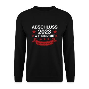 Abschluss 2023 Schule Absolventen Geschenk - Unisex Pullover - Schwarz - Vorne - Alina (178cm) & Michal (187cm)