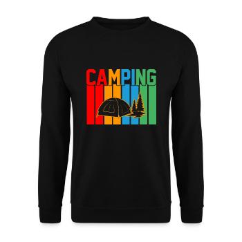 Camping Retro-Design Camping Geschenk - Unisex Pullover - Schwarz - Vorne - Alina (178cm) & Michal (187cm)