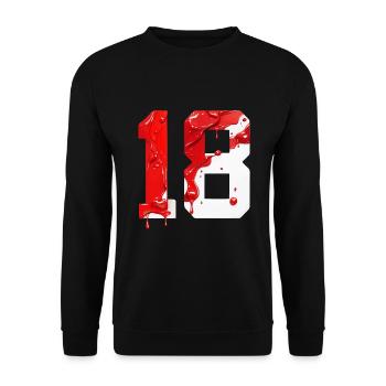 NON. 18 NUMÉRO 18 ROUGE BLANC 18E ANNIVERSAIRE - Sweat-shirt Unisexe - noir - Devant - Alina (178cm) & Michal (187cm)