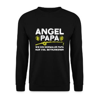 Angler Papa Angeln Geschenk - Unisex Pullover - Schwarz - Vorne - Alina (178cm) & Michal (187cm)