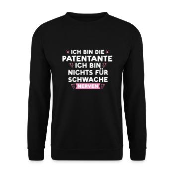 Patentante Familie Taufpatin Geschenk - Unisex Pullover - Schwarz - Vorne - Alina (178cm) & Michal (187cm)