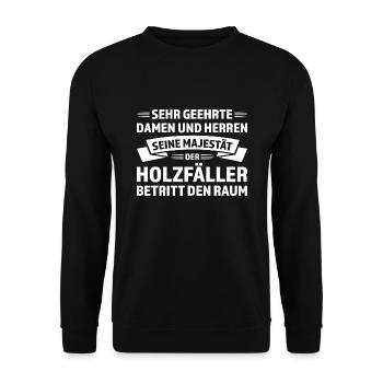 Forstwirt Förster Baumpfleger Geschenk - Unisex Pullover - Schwarz - Vorne - Alina (178cm) & Michal (187cm)