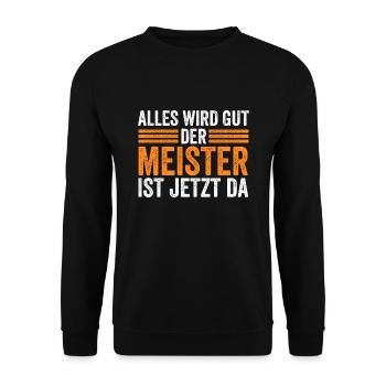 Meister Handwerker Meisterprüfung Geschenk - Unisex Pullover - Schwarz - Vorne - Alina (178cm) & Michal (187cm)