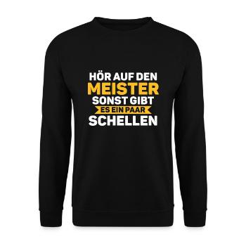 Meister Prüfung Handwerksmeister Geschenk - Unisex Pullover - Schwarz - Vorne - Alina (178cm) & Michal (187cm)