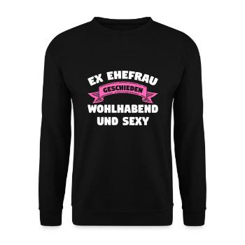 Geschieden Frau Scheidung Geschenk - Unisex Pullover - Schwarz - Vorne - Alina (178cm) & Michal (187cm)