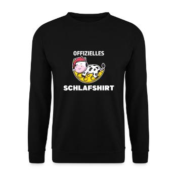 Schlafshirt Kuh Schlafanzug Geschenk - Unisex Pullover - Schwarz - Vorne - Alina (178cm) & Michal (187cm)