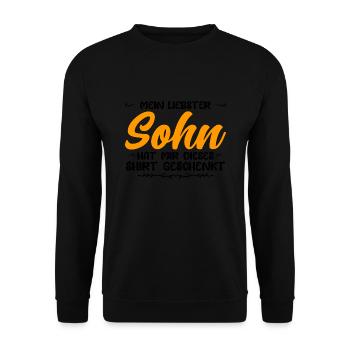 Sohn Familie Sohn Geschenk - Unisex Pullover - Schwarz - Vorne - Alina (178cm) & Michal (187cm)